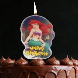 Funcart Little Mermaid Birthday 2D Cake Topper Candle(1Pc/Pack)-image-1