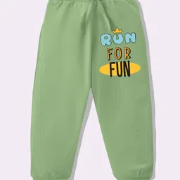 KAVEE Pure Cotton Knit Biowashed Full Length Run For Fun Text Printed Lounge Pants - Olive Green-picture-47
