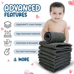 Sparkle Joy Reusable Diaper Insert Pack of 6 - Black image 3