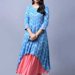 Anouk Women Printed & Mirror Work Embroidery A-Line Kurta-image-16