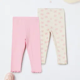 max Infant Girls Pack Of 2 Printed Pure Cotton Mid-Rise Ankle-Length Leggings-picture-36