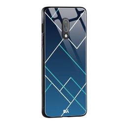 DailyObjects Blue & White Nebula Tech Lines OnePlus 7 Glass Case image 2