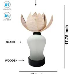 Aura Beige Wooden & Mosaic Glass Traditional Abstract Shaped Table Lamp-image-3