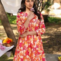 Janasya Cream Cotton Printed Tunic-image-65