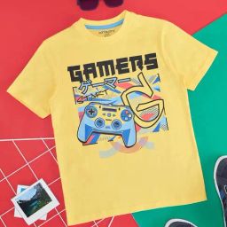 Pantaloons Junior Primrose Yellow Cotton Printed T-Shirt-image-93