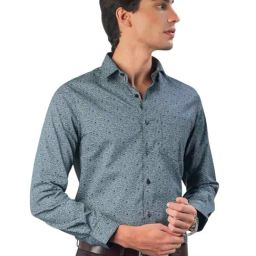 Turtle Black Cotton Slim Fit Printed Shirt-image-80