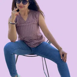 Bhanderi Fashion Self Design V-Neck Georgette Top-picture-47