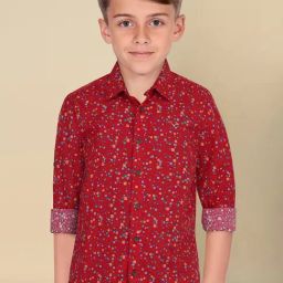 Allen Solly Boys Red Cotton Polyblend Printed Shirt-image-63