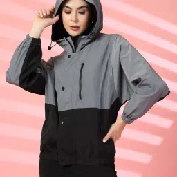 Chkokko Grey & Black Color-Block Jacket image 5
