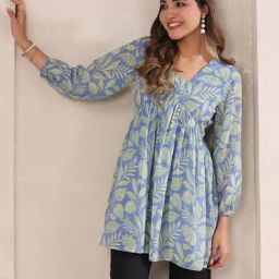 Janasya Blue Printed Tunic-picture-7