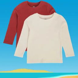 MINIKLUB Kids Red & White Solid Full Sleeves T-Shirt (Pack Of 2)-1