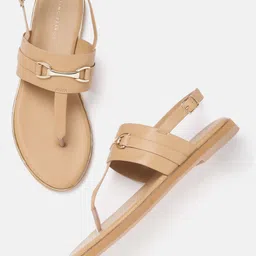 Lino Perros Metallic Detail T-Strap Flats-image-22