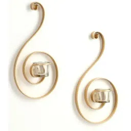 Hosley Metallic Gold Wall Sconce with Red and Clear Glasses Set of - 2-15