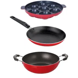 Nirlon Non-Stick Red Aluminium Kitchenware Essential Combo Gift Set with Bakelite - (2.6mm)-0