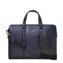 Eske Navy Blue Leather Solid Large Laptap Messenger Bag-image-40