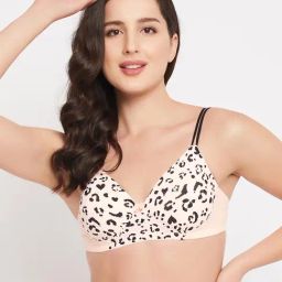 Clovia Beige Animal Print Padded Bra-image-90