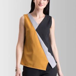 FableStreet Black & Mustard Color-Block Top-image-64