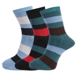 Dollar Blue Cotton Striped Socks - Pack of 3-41