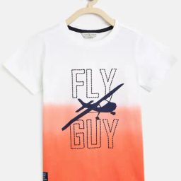 Tales & Stories Kids White & Orange Cotton Printed T-Shirt-image-61