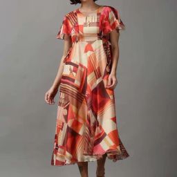 SHOWOFF Multicolored Printed A-Line Dress-image-41