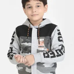 Crimsoune Club Kids Grey Camouflage Full Sleeves Hoodie-image-9