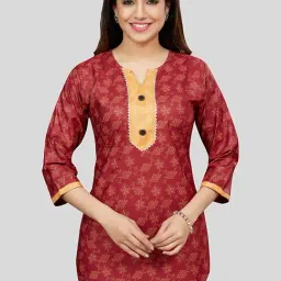 Saree Swarg Maroon Printed Straight Short Kurti-image-68