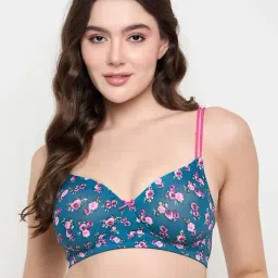Clovia Teal Regular Fit Floral Bra-image-28