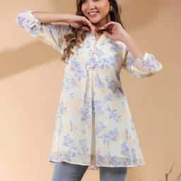 Janasya Cream Printed Tunic-image-66