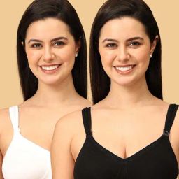 The Mom Store Black & White Cotton Comfort Fit Maternity Bra - Pack of 2-picture-37