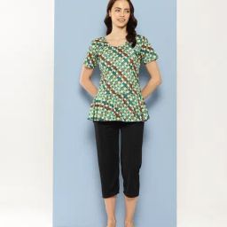 Aarika Green Nylon Printed Short Sleeves Swimsuit With Goggles-image-24