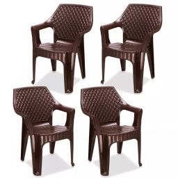 Maharaja Alpha Plastic Chair Brown (Set of 4)-46
