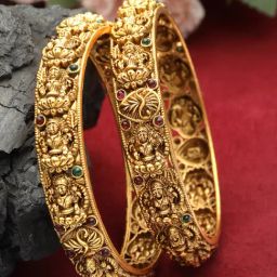 Panash Gold Plated 24 CT Handcrafted Antique Set of 2 Bangles-16