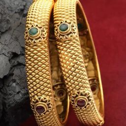 Panash Gold Plated 24 CT Handcrafted Antique Set of 2 Bangles-9
