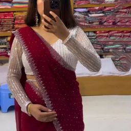 Florence Embellished Beads and Stones Pure Georgette Saree-image-36