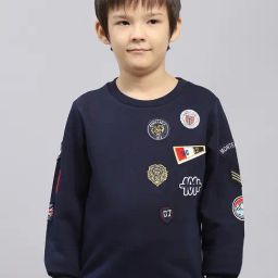Monte Carlo Boys Navy Blue Cotton Blend Printed Sweatshirt-image-90