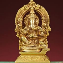Ekaa Handicrafts 7.5" Lord Ganesha Statue in Brass-image-43