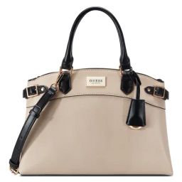 Guess Sand Multi Solid Hayworth Satchel Bag-image-49