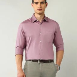 Ad By Arvind Purple Cotton Regular Fit Shirt-image-66