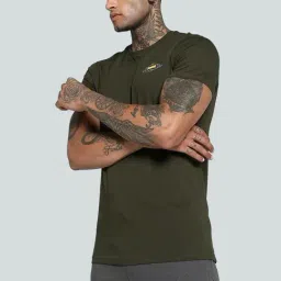 Puma Green Cotton Slim Fit Texture Sports T-Shirt-image-105