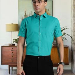 Southbay Sea Green Linen Cotton Solid Shirt-image-90