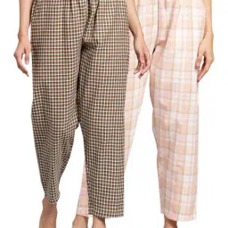 Kryptic Pink & Brown Cotton Checks Lounge Pants (Pack Of 2)-picture-13