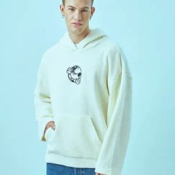 Bewakoof White Relaxed Fit Graphic Oversized Hoodie-picture-19