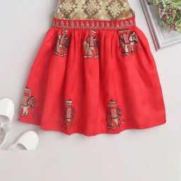 Many Frocks Kids Gold & Red Embroidered Dress-image-87