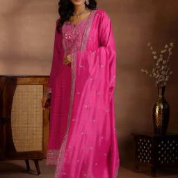Libas Pink Embroidered Kurta & Pant Set With Dupatta-picture-34