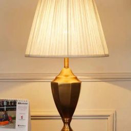 Kapoor Lamp Shades Brass Orris Table Lamp With Cotton Shade-11