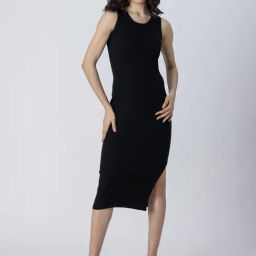 Moomaya Black Slim Fit Bodycon Dress-image-46