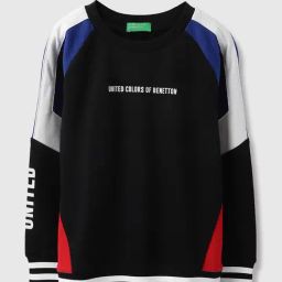 United Colors of Benetton Boys Black Pure Cotton Colorblock Sweatshirt-image-62
