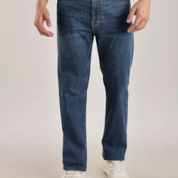 Calvin Klein Darkest Sky Cotton Staright Fit Mid Rise Jeans-image-77