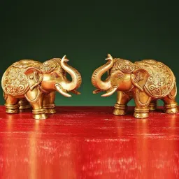 Ekaa Handicrafts 4" Brass Maharaja Elephant Showpiece for D cor Pair-image-68
