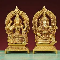 Ekaa Handicrafts 7.5" Brass Lord Ganesha, Goddess Lakshmi Idols-image-72